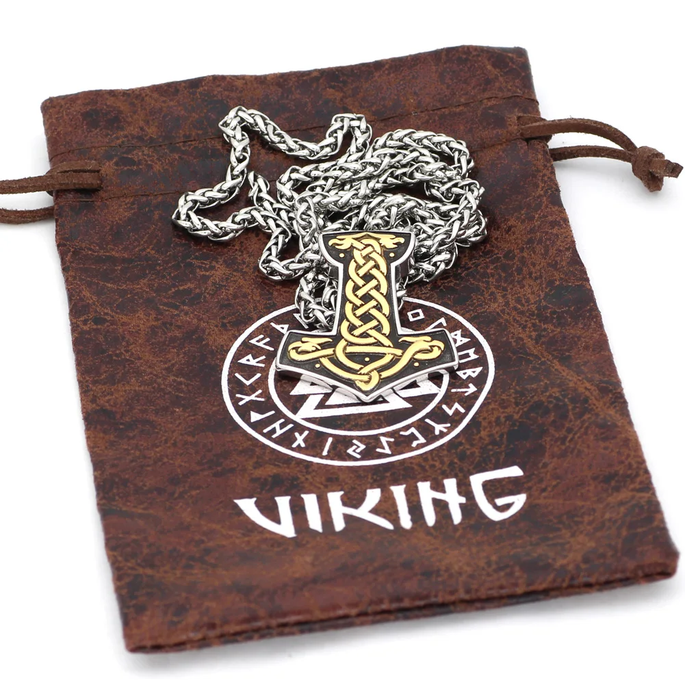 Скандинавский Викинг мьельнир Тора молоток Jormungand Нержавеющая сталь ожерелье