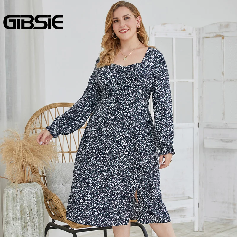 Женское винтажное платье GIBSIE длинное с квадратным вырезом облегающее оборками и