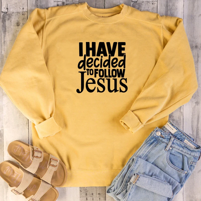 

Я решил следовать за Иисусом, свитер для женщин, Модная хлопковая Повседневная хипстерская религия, винтажный церковный подарок, унисекс пу...