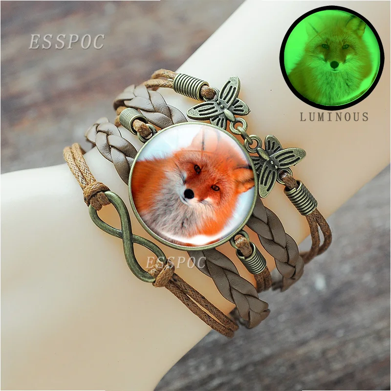 Женский браслет ручной работы с изображением милой красной лисы | Украшения и