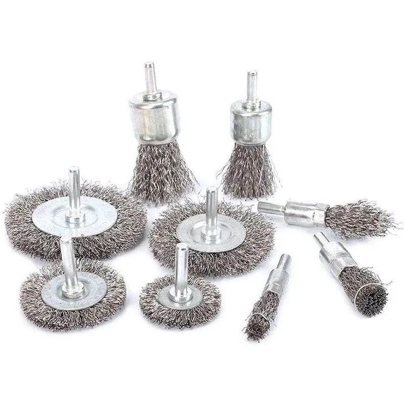 

9 шт. набор кистей для сверла с 1/4 дюймовым хвостовиком 0,м для удаления коррозионной краски