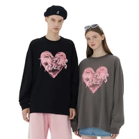 japanese harajuku graffiti heart print crewneck sweatshirt for men and women urban streetwear oversized graphic sweatshirts