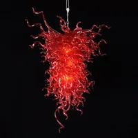 Contemporary Large Red Color Chandeliers Lighting Hand Blown Glass Pendant Lamps LED Lights for Living Room