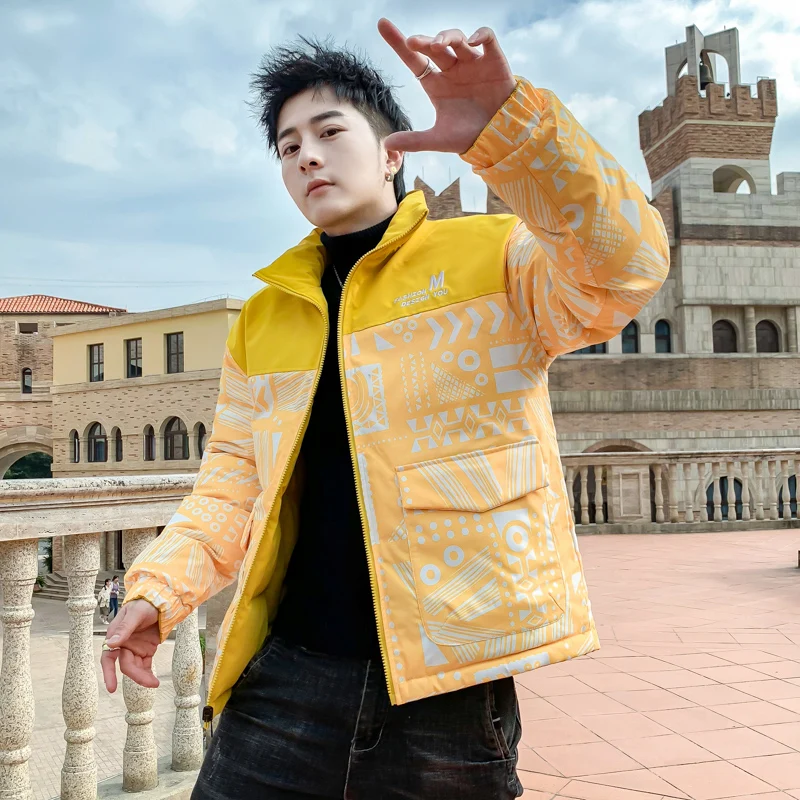 

[Double-Sided Wear] Autumn Winter Quality Thick Warm Men's Cotton-Padded Jacket Stand-Collar Tops New Outwear Parkas Short Coats