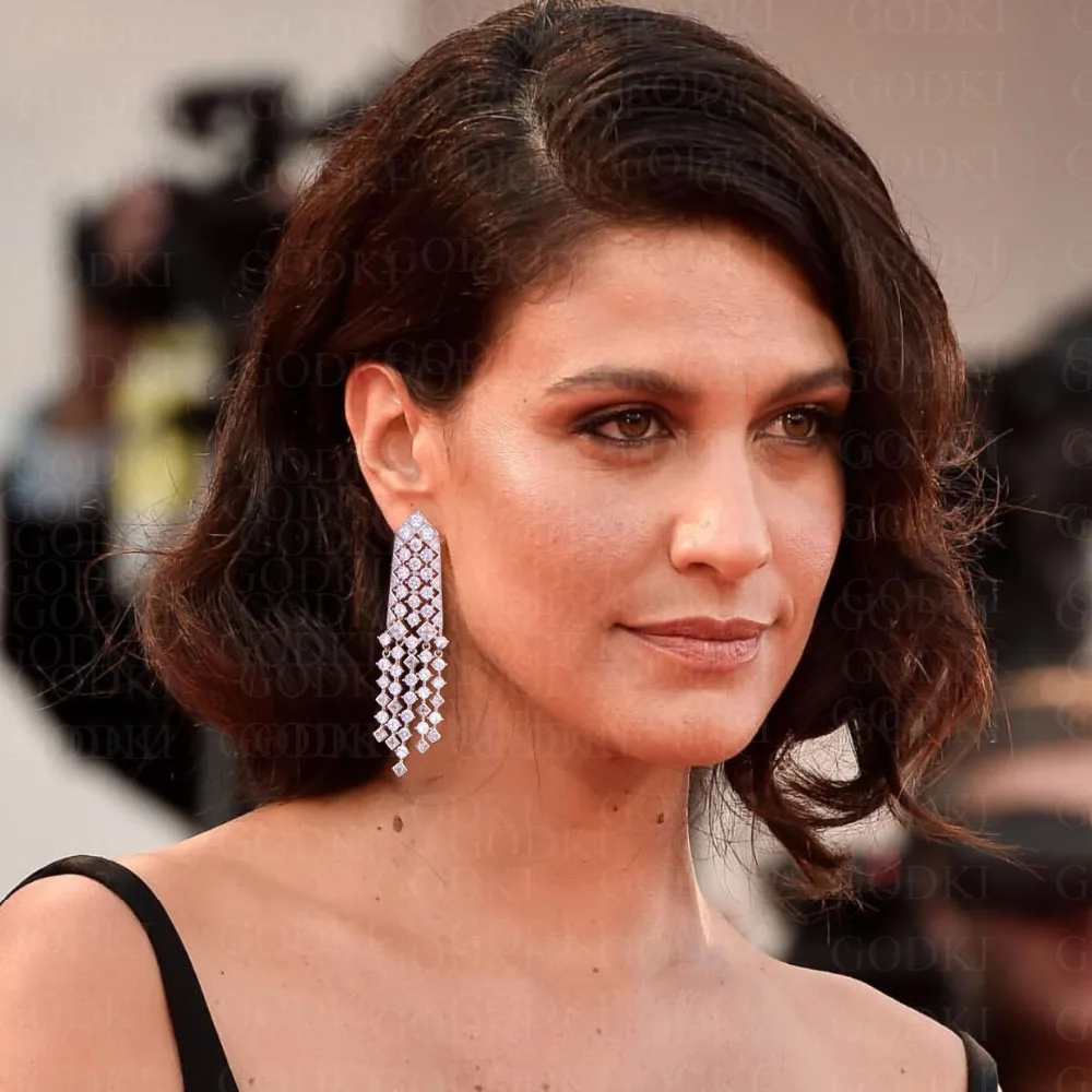 

Tapered pink tassel earrings female elgent earrings for women party and gifts