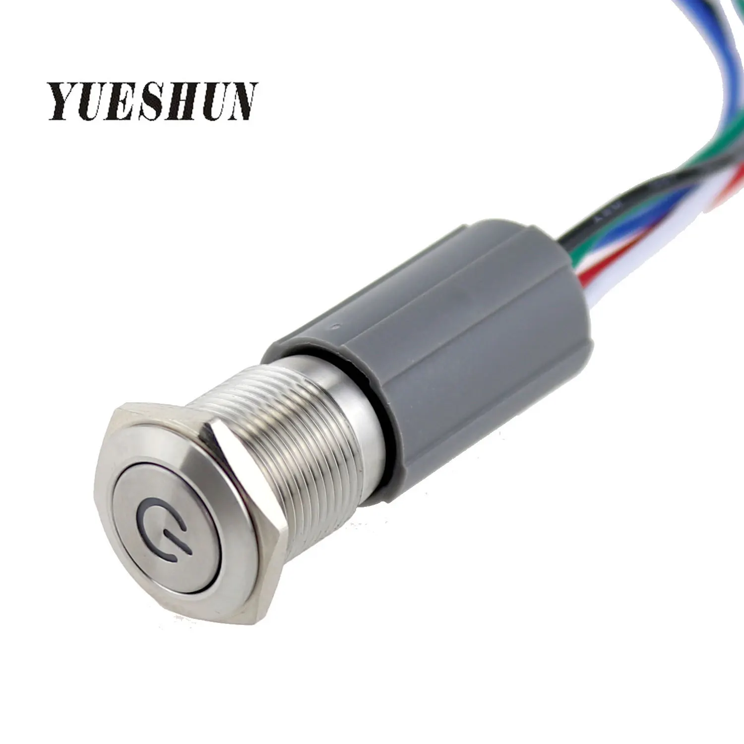 YUESHUN 16 мм металлический мгновенный светодиодный светильник кнопочные