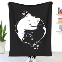 kawaii yin yang cats throw blanket sheets on the bed blanket on the sofa decorative lattice bedspreads sofa covers