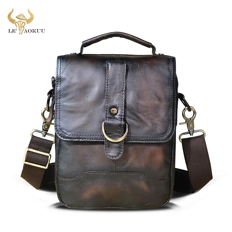 

Quality Original Leather Male One Shoulder messenger bag cowhide fashion Cross-body Bag 8" Pad Tote Mochila Satchel bag 143-dc
