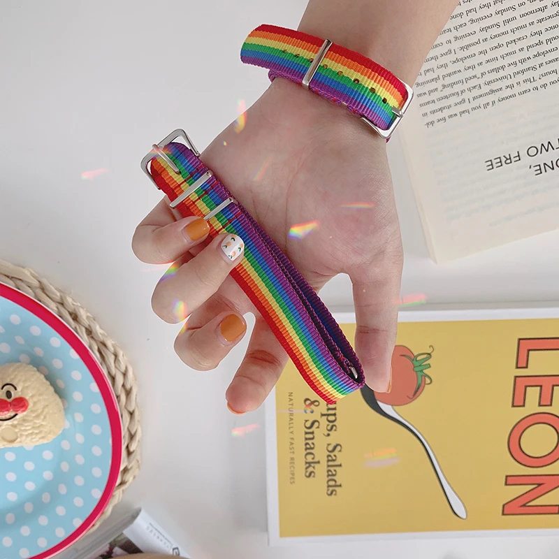 Гц 2020 крутой парень панк Радуга холщовый Браслет Регулируемый Хип хоп нейлоновый