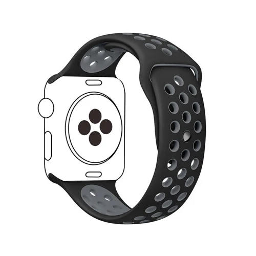 black gray 10 Спортивный ремешок для часов для apple watch группа 4 5 44 мм 40 мм, 42 мм, 38 мм, версия наручных часов iwatch, браслет series 5/4/3/2/1 силиконовый ремешок для часов с резиновой лентой - Цвет ремешка: black gray 10