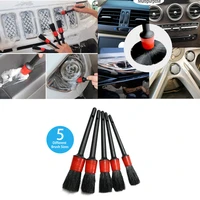 5 pcs soft car detailing brush set pp hair auto brush for both dry and wet use wheel air outlet cleaning tool detail brushes