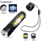 Тактический фонарь, светодиодный, перезаряжаемый от USB, ручной, с магнитом, боковой светильник, аккумулятор 18650, 4 режима, для кемпинга, пешего туризма
