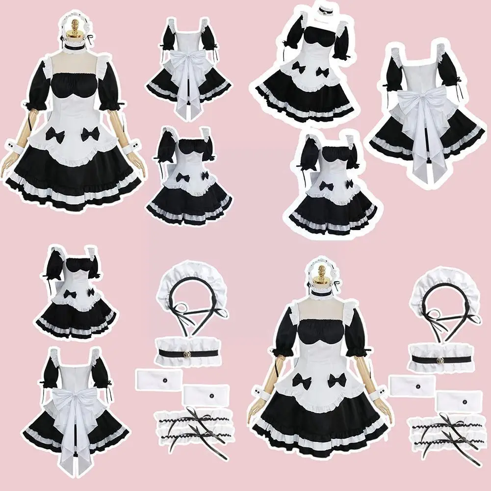 

Женские черные, белые, шоколадные костюмы на Хэллоуин, французская девушка, официантка вечерние вечеринка, с бантом, женские костюмы, Ma X0X3