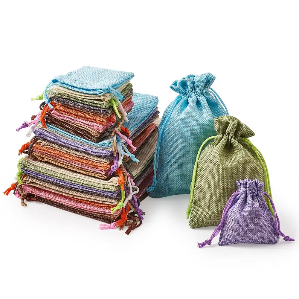 

30pcs Mixed Color Burlap Packing Pouches Drawstring Gift Bags Candy Jewelry Party Wedding Favor Bags