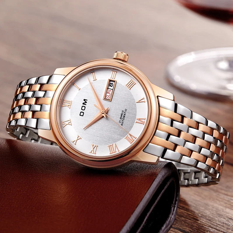 DOM мужские часы модные роскошные наручные водонепроницаемые автоматические