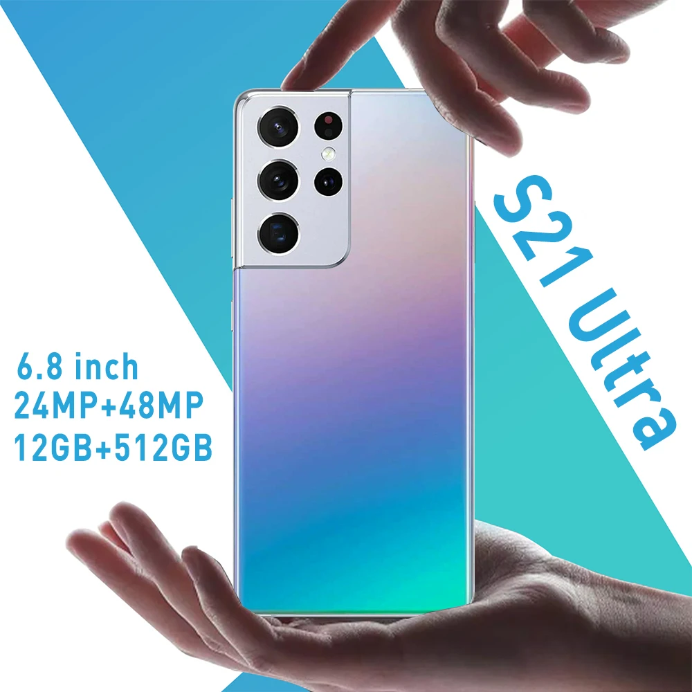 

S21 Ultra Global Version 12GB RAM 512GB ROM 6.8 Inch 6800mAh Andriod 10 Smart Phone 5G Network 24+48MP Fingerprint ID Cellphones