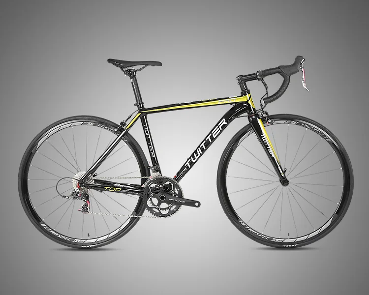 yellow road bike TWITTER 700C шоссейный велосипед 22 скорости Алюминиевый шоссейный велосипед углеродная вилка - Цвет: yellow road bike