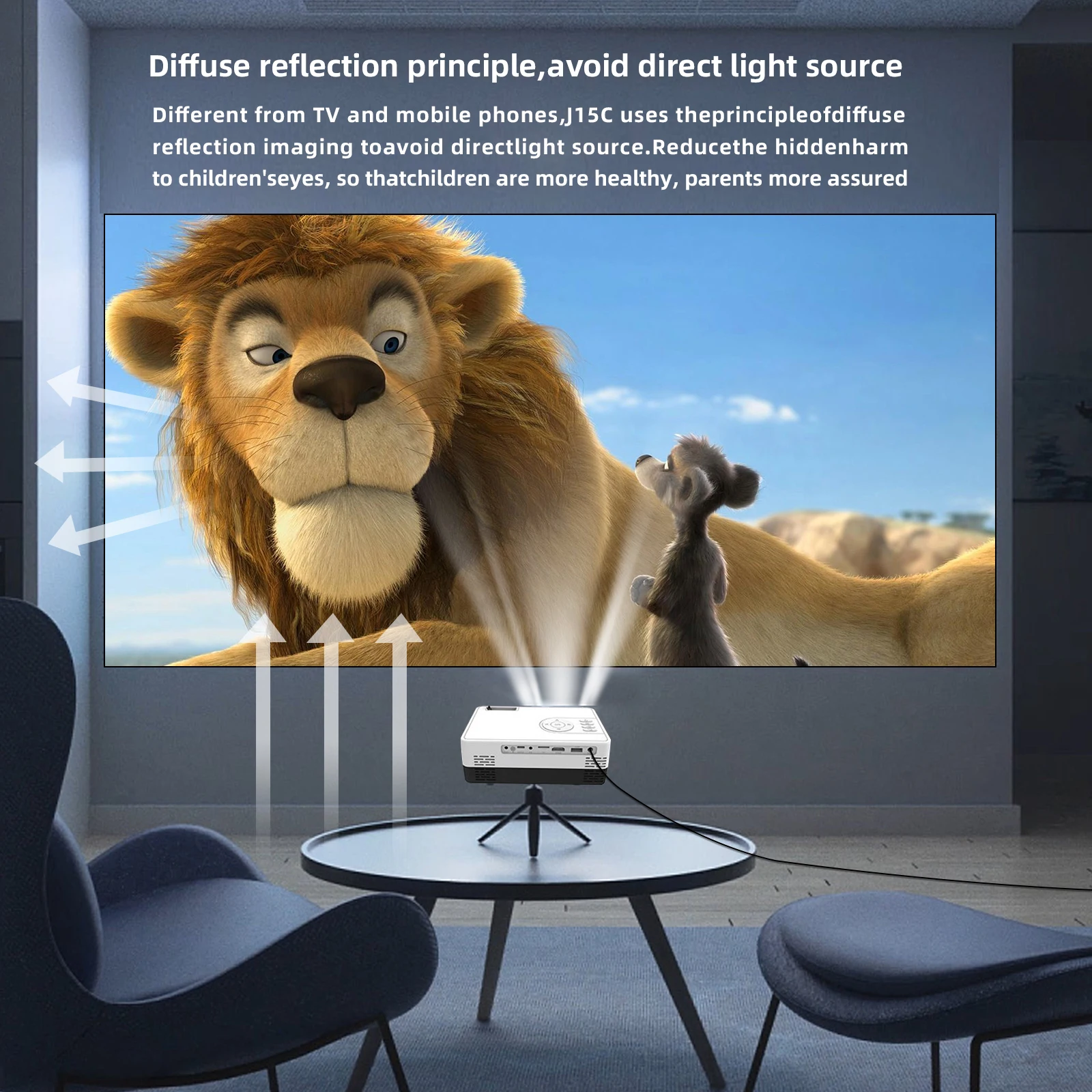 Salange J15C Портативный светодиодный проектор для домашнего кинотеатра мини HD