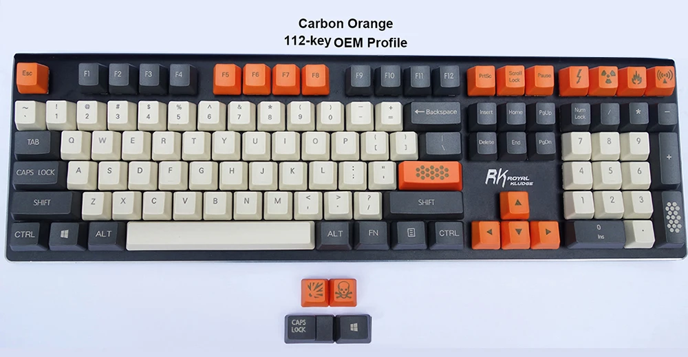 Толстые колпачки для ключей PBT от OEM 112 клавиш в стиле ретро оранжевые лазерные