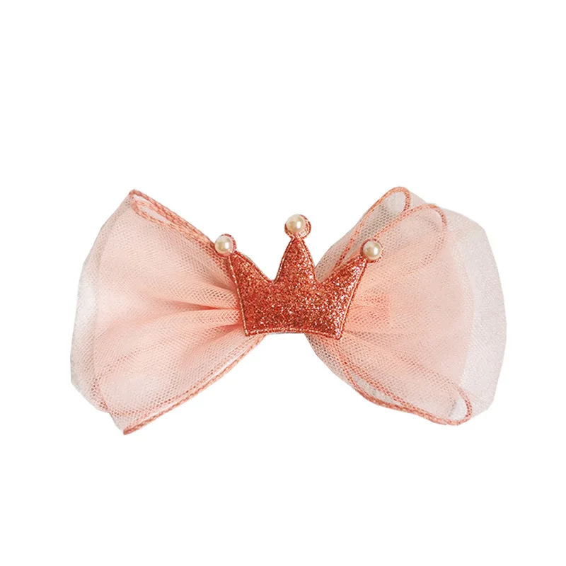 

2021 Fashion Mesh Bow Hairpins Rhinestone Sequin Crown Bow Knot Hair Clips Sweet Princess Head Wear Hair Accessories Hot Sale