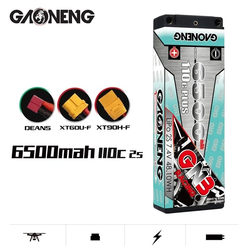 

GAONENG GNB 6500mAh 7.4v 110C MAX 220C lipo battery For RC Car Racing Spare Parts With Shell Upgrade LiHV 2S Battery