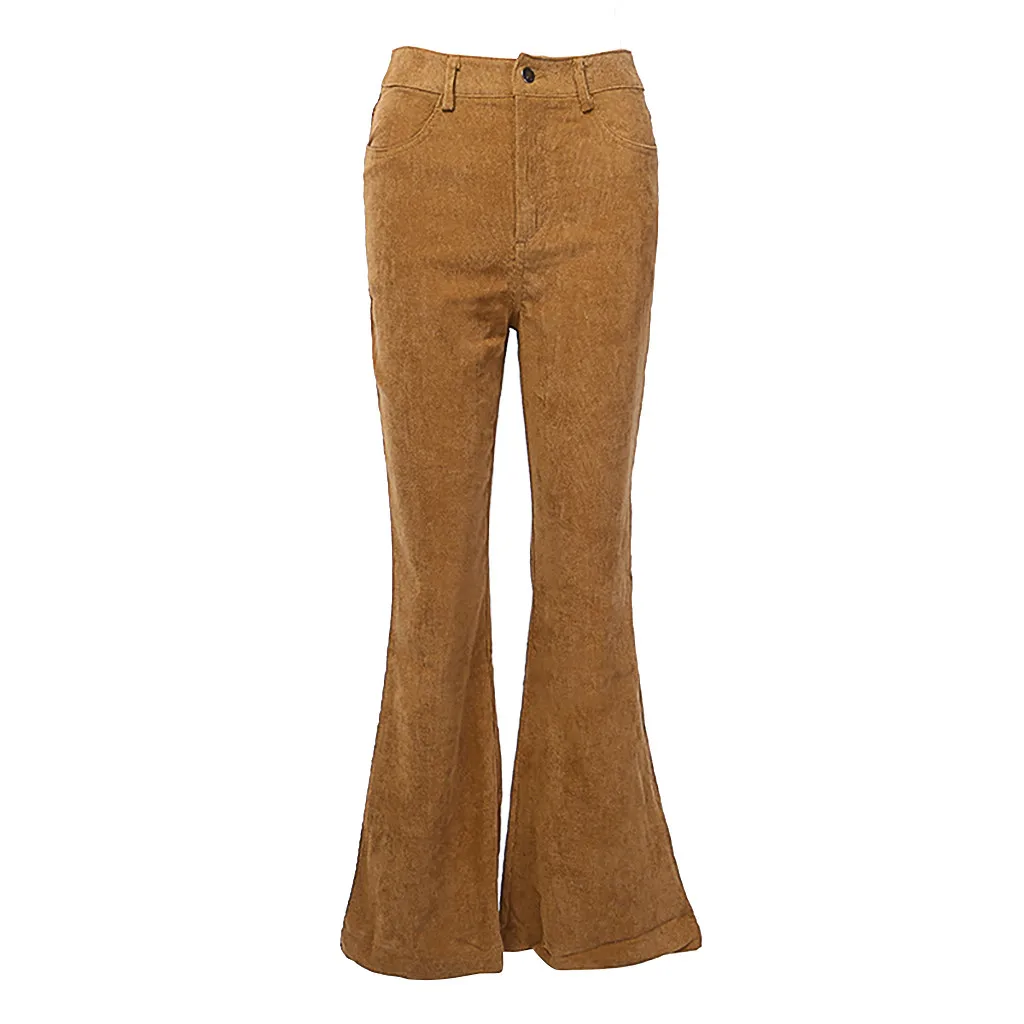 Брюки женские 2019 Модные повседневные однотонные розовая Вельветовая