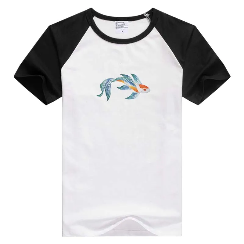 Фэн Шуй Акварельная кои рыба карп с коротким рукавом Повседневная мужская и