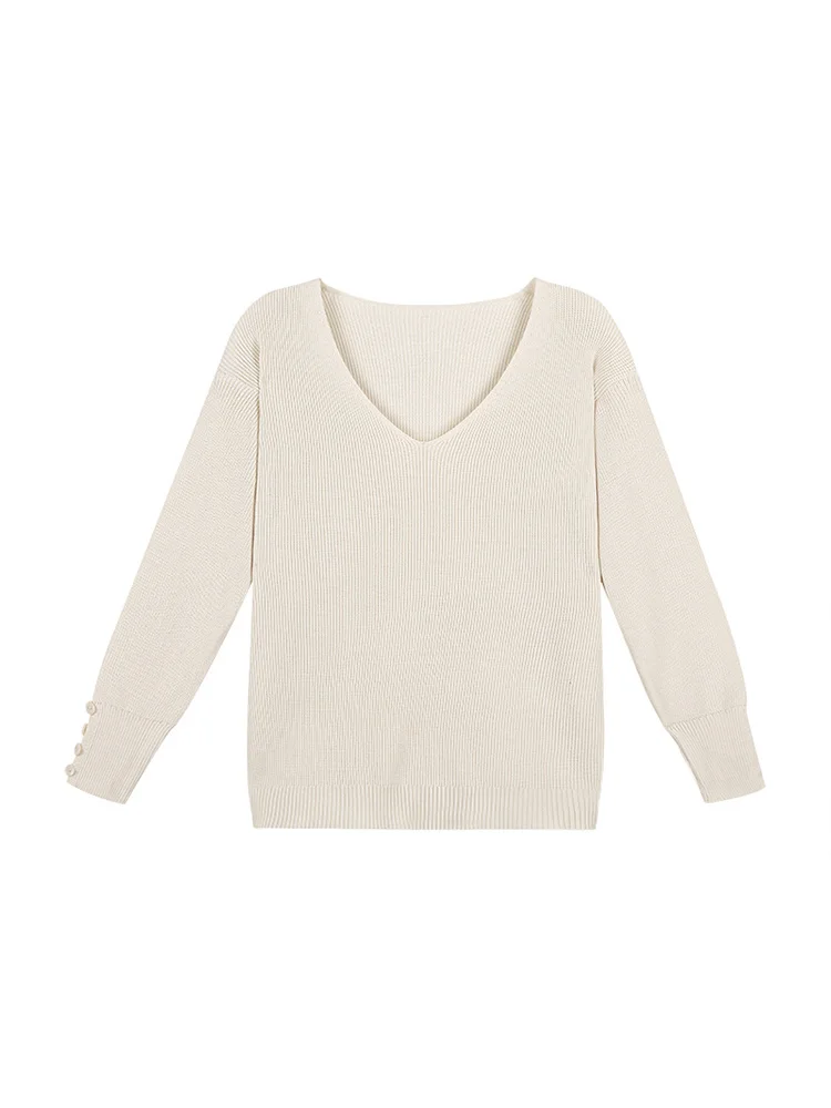 Женский свитер с V-образным вырезом весна-осень рубашка в иностранном стиле