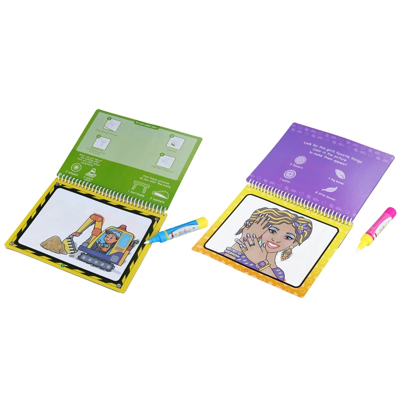 2Pcs COOLPLAY Magic Water Drawing Book Coloring Doodle with Pen Painting Board for Kids Toys Toy Birthday Gif |