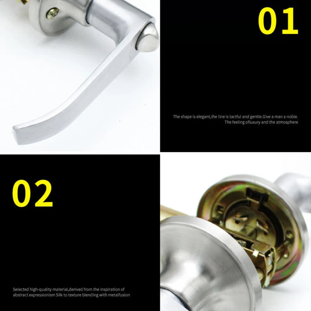 

3 Pieces Entrance Lever Door Handle Office Front Door Gate Entry Zinc Alloy Bedroom Living Room Lock 30-50mm