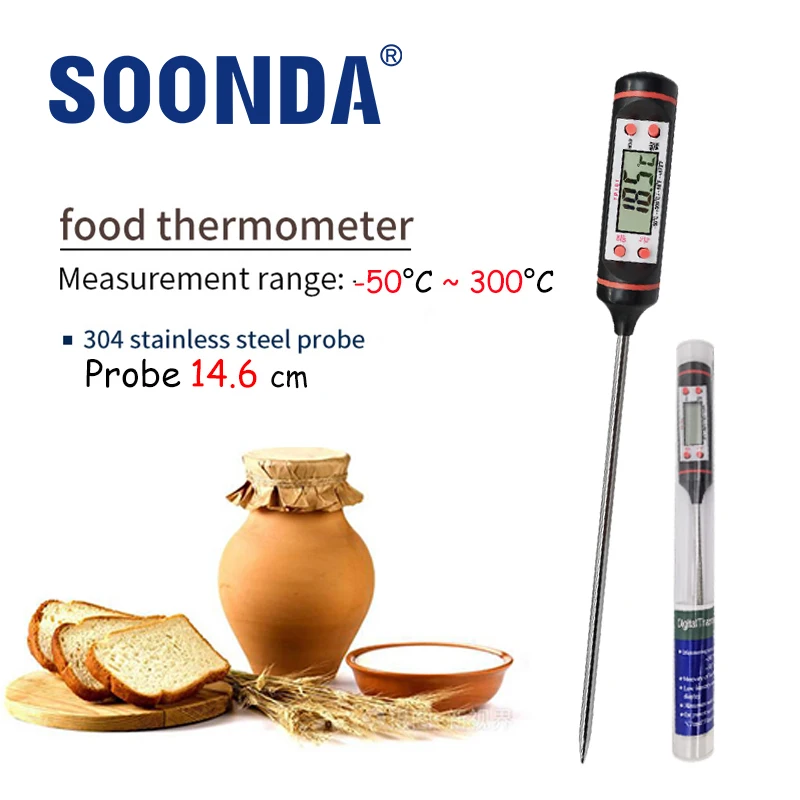 

-50C~300C Probe Food Thermometer For BBQ Barbecue Meat Measure Baby Water Temperature Home Grill Cooking Tools For Baking Milk