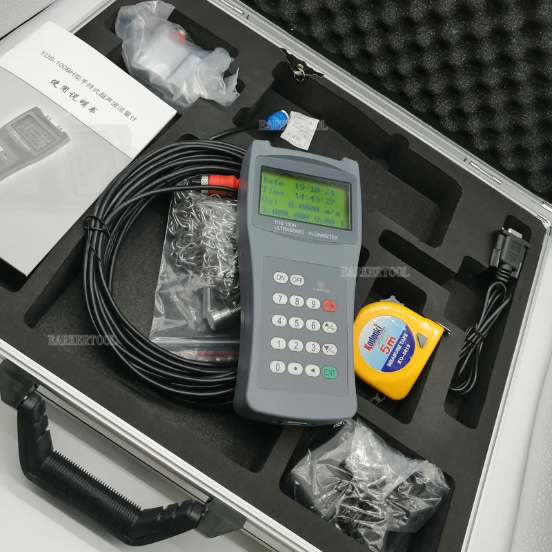 

TDS-100H with S2 (DN15mm-DN100mm) Transducer Portable Ultrasonic Flow Meter Waterproof liquid Flowmeters handheld