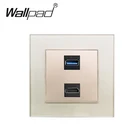 Настенная розетка USB HDMI со стеклянной панелью, порты USB 3,0 для передачи данных с выходом HDMI 86 мм х 86 мм