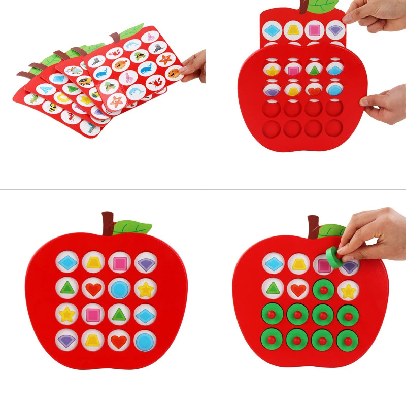 Новые детские деревянные игры в шахматы с изображением яблока Детские Ранние