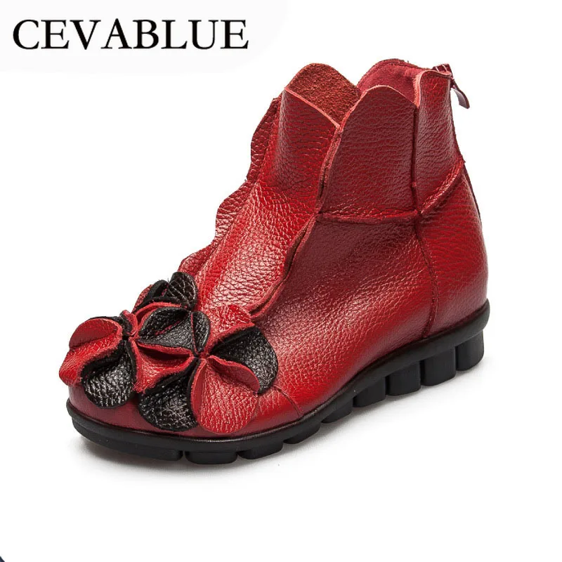 

LTARTA Genuine Leather Autumn Thick Thick With Retro Boots Ankle Back Zipper Boots women's Leather Handmade Boots ZXW-0309