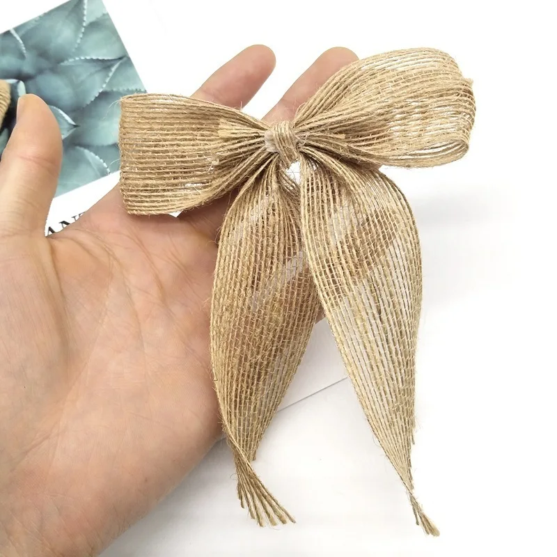 1 шт. натуральная Мешковина Bowknots джутовая Бабочка DIY ремесло аксессуары подарок
