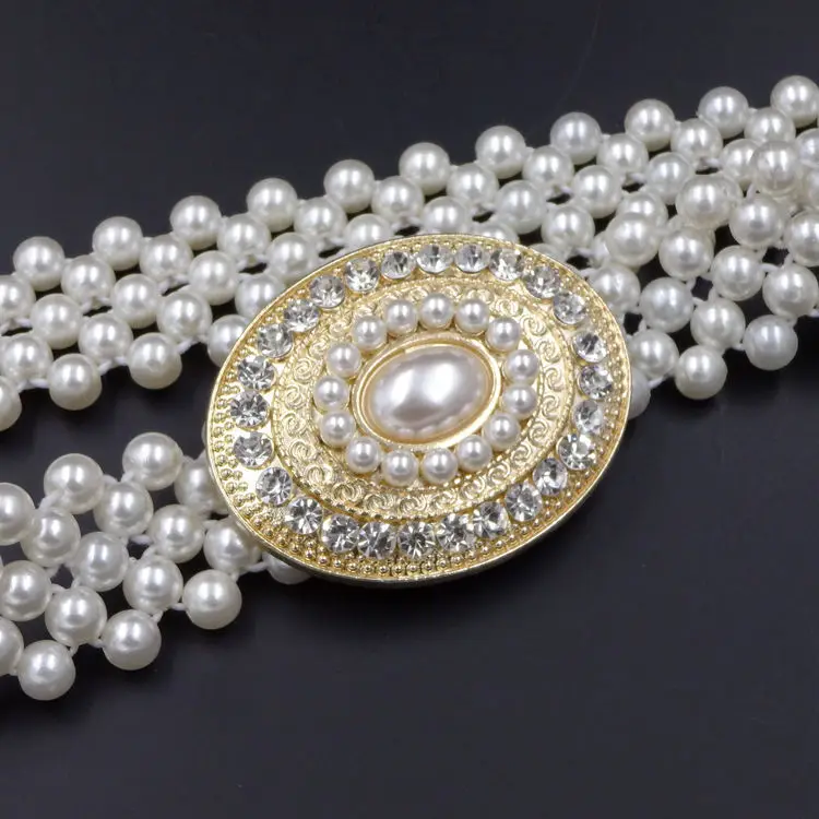 Rhinestone belts 2 Роскошный женский пояс с жемчугом для платья, элегантная Цветочная Пряжка, полностью пластиковые жемчужные украшения, стразы, свадебный пояс с эластичной резинкой на талии 121 - Цвет: Rhinestone belts 2