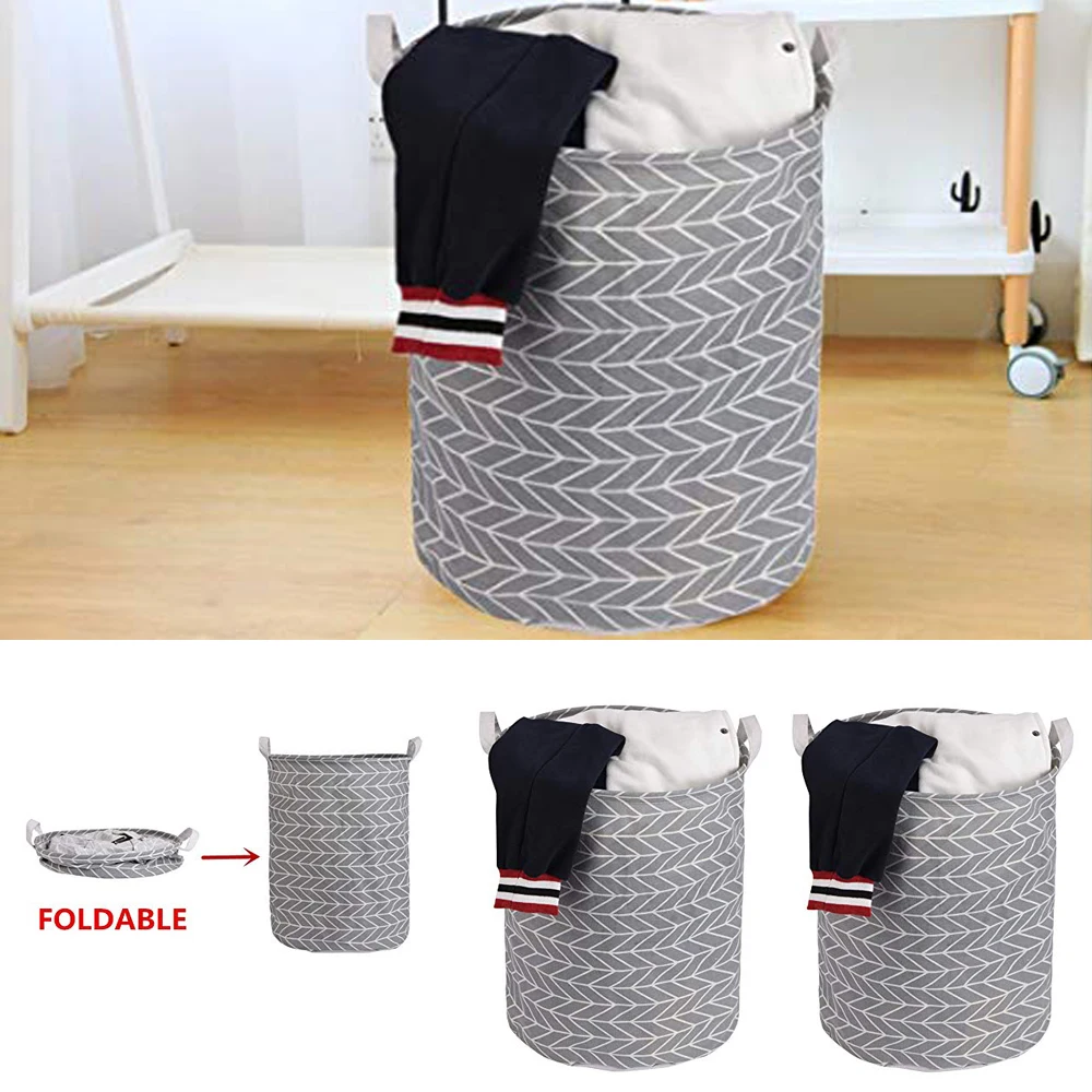 

Brand New Foldable Kid Toy Storage Bags Laundry Hamper Clothes Basket Canvas Wash Bag Bucket With Handles