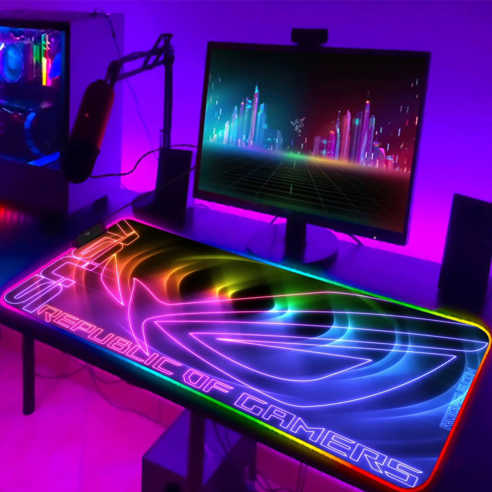 

LED Mousepad ASUS ROG Gaming Mouse Pad 900x400 Large Keyboard Rubber Speed Desk Accessories Computer Rug Laptop Carpet CS GO Mat