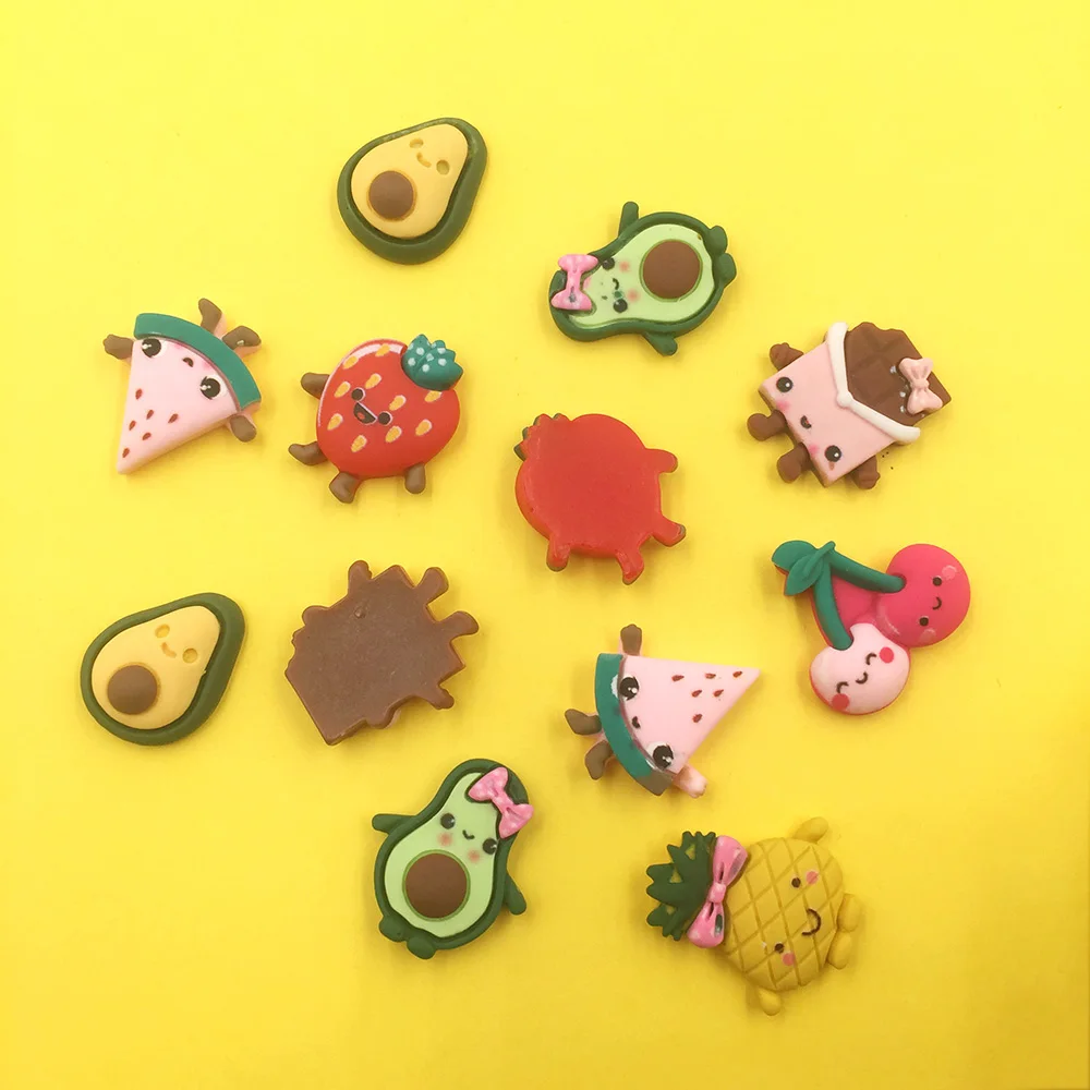 10 шт. кавайные Мультяшные фрукты смолы ремесла с плоской спинкой Кабошоны