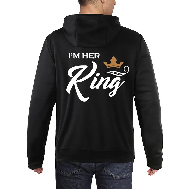 

Couples Matching Hoodie Printing Her King His Queen Lover Hoodies Harajuku Womens Clothing Sweatshirt Plus Size Couple Hoodies