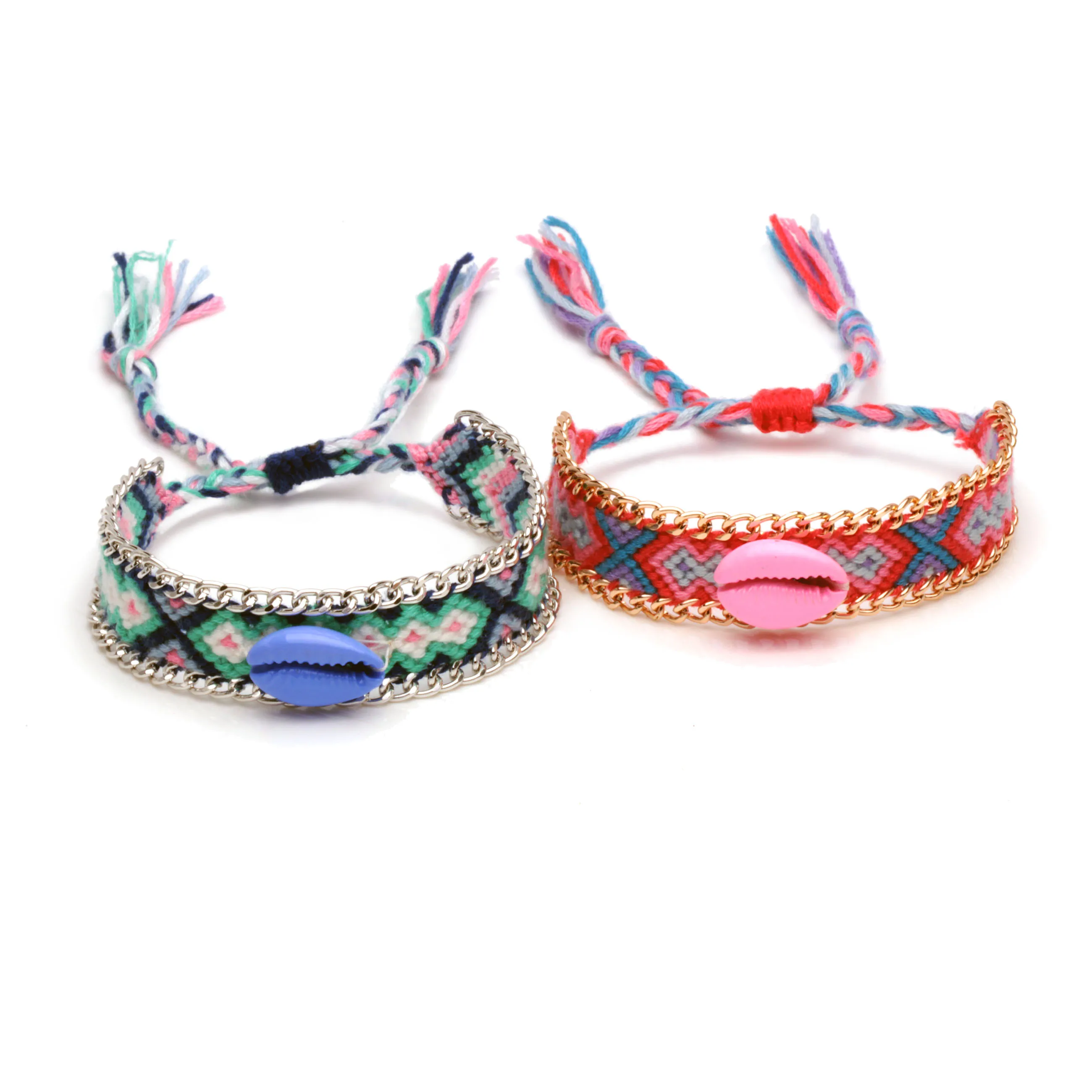 Boho Каури Seashell цепочка тканый браслет дружбы для женщин мужчин синий желтый