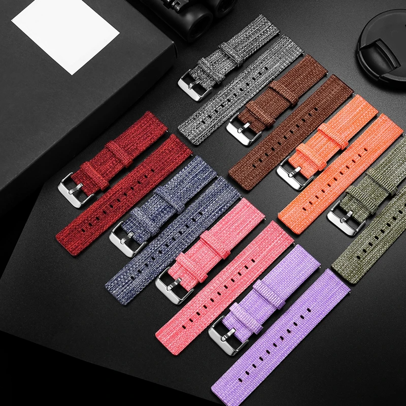 Холщовый нейлоновый ремешок для Xiaomi Amazfit Stratos 2 2s 3 Pace Band для Amazfit Bip GTS GTR 47 мм 42 ремешок для часов huawei Watch GT 2