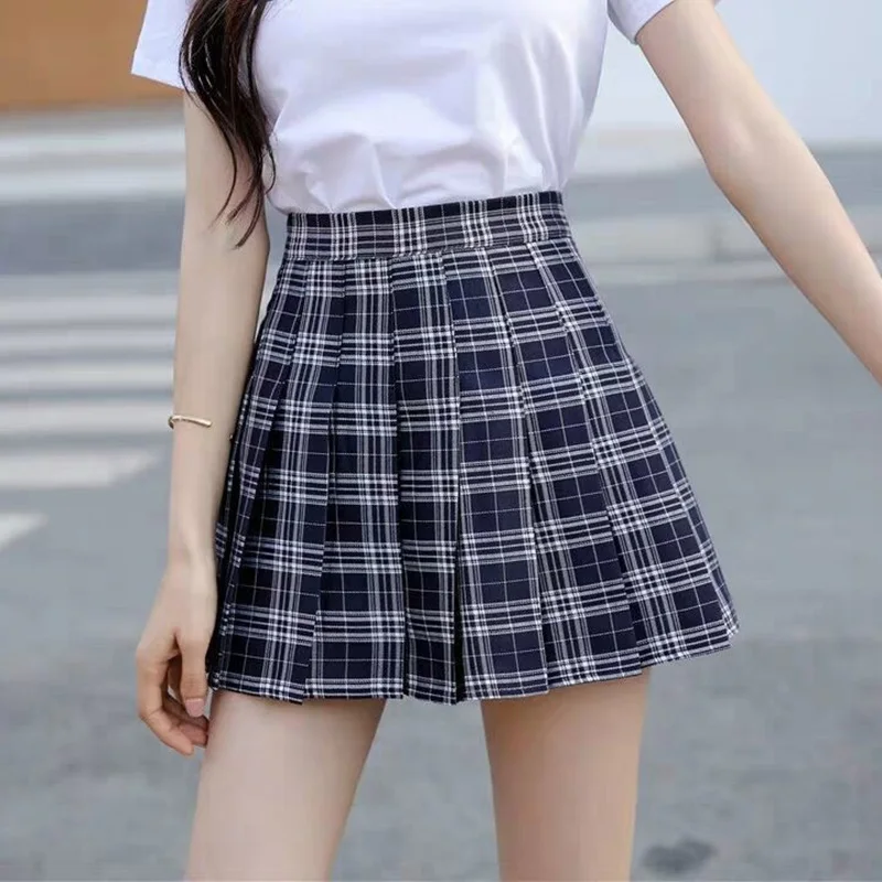 XS-2XL Summer Women Plaid Skit Fashion Korean High Waist Pleated Mini Skirt Girl Cute Sweet Dance Skirt For Female