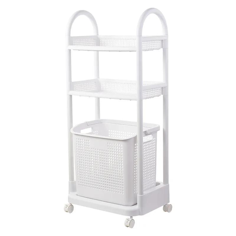 

Multi functional plastic detachable floor shelf storage rack bathroom shelf dirty clothes storage basket ZP7251610