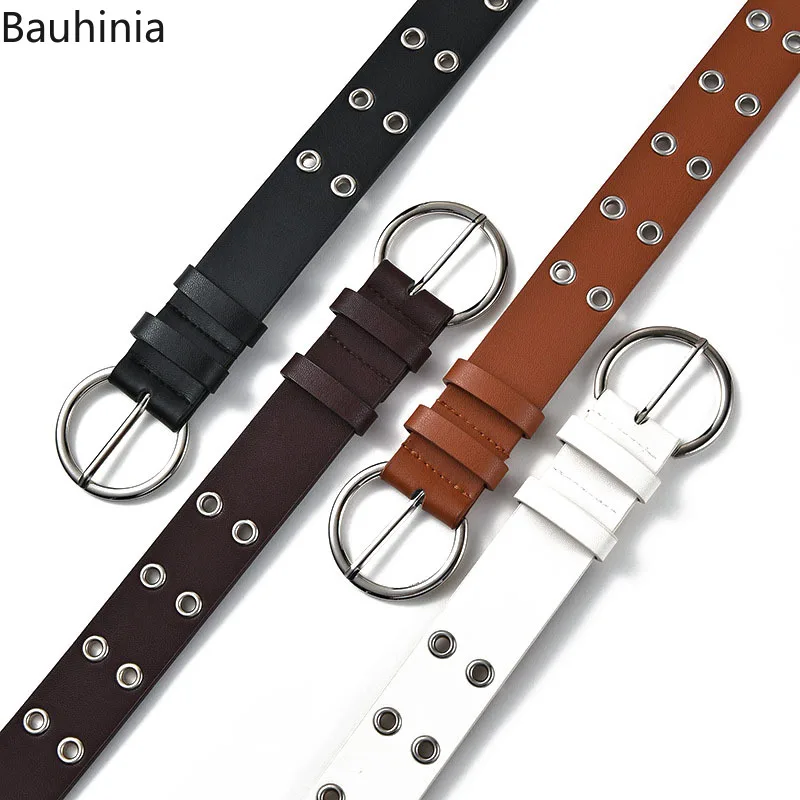 

2020 New Punk Rock Wide Waist Belt with Metal Chain Waistband Womens Grommet single Pin Double Buckle Eyelet Belts