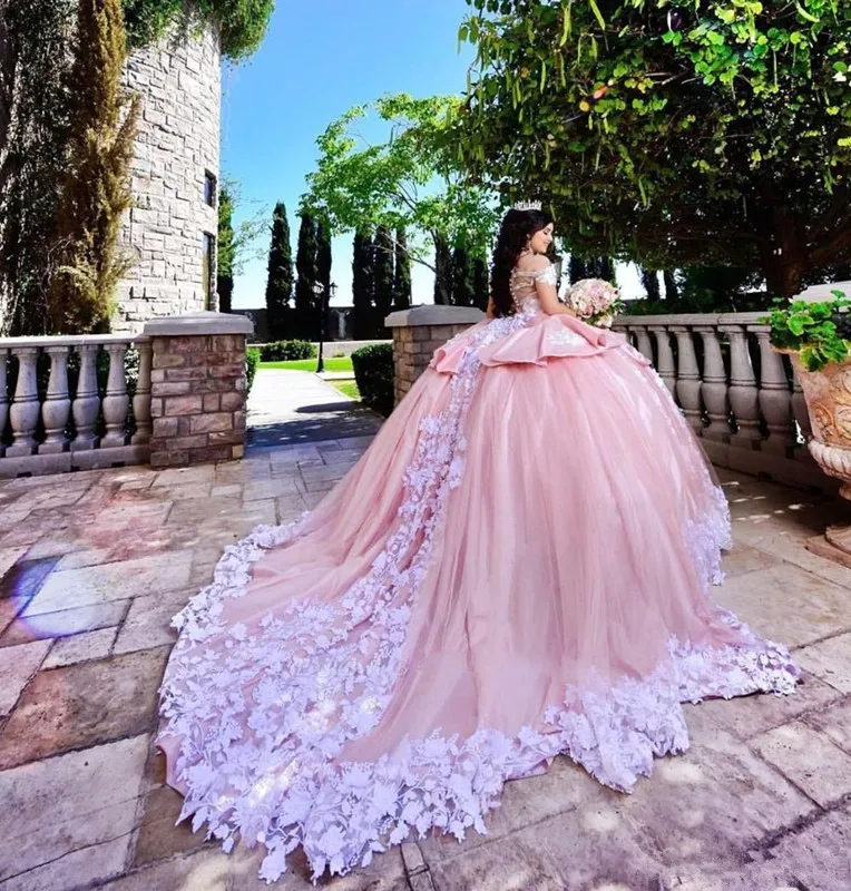 Великолепные розовые платья для Quinceanera маскарадное Пышное Бальное платье