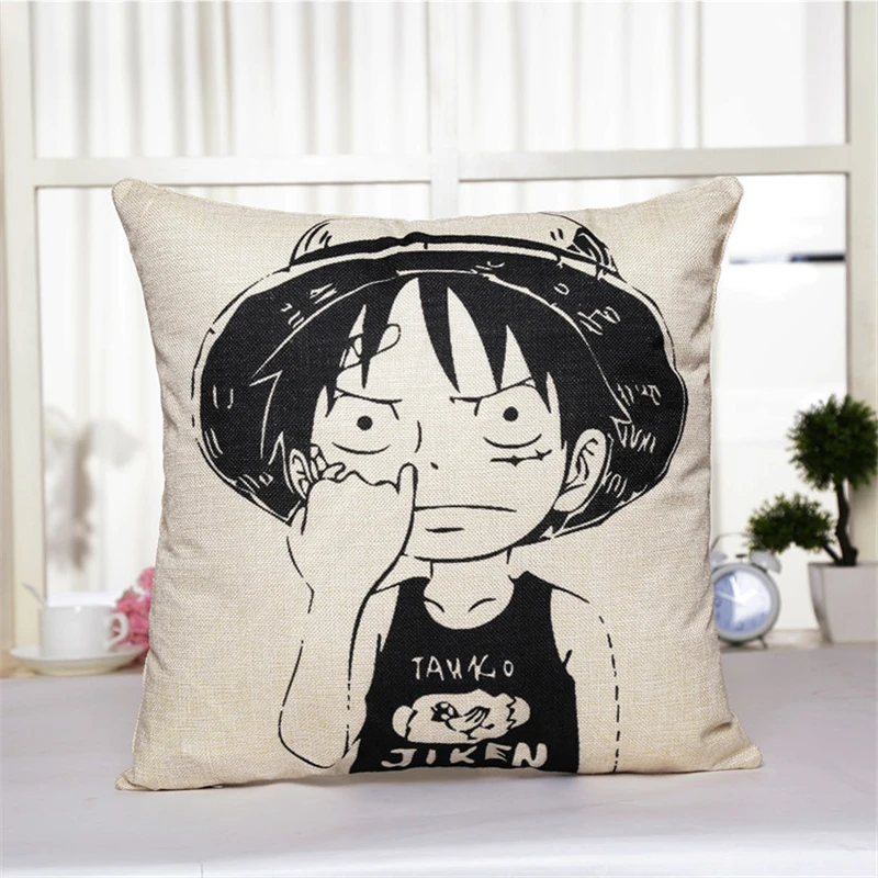 Аниме цельный Чехол на подушку с принтом мультяшной обезьяны Д. Луффи льняная