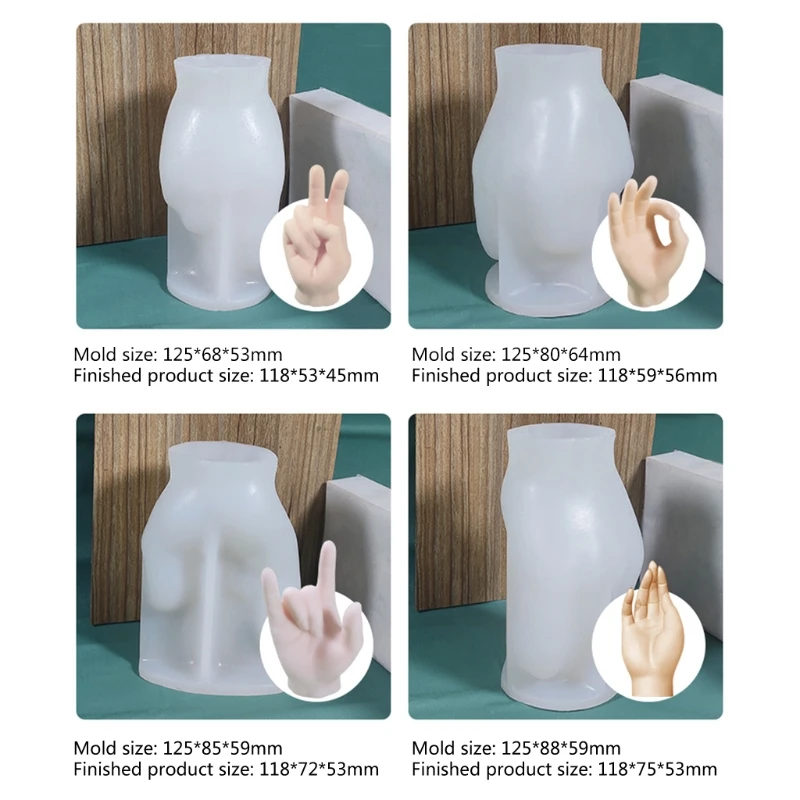 

Y1UE Creative Gesture Candle Epoxy Resin Mold Aromatherapy Plaster Silicone Mould DIY Crafts Home Decorations Casting Tool