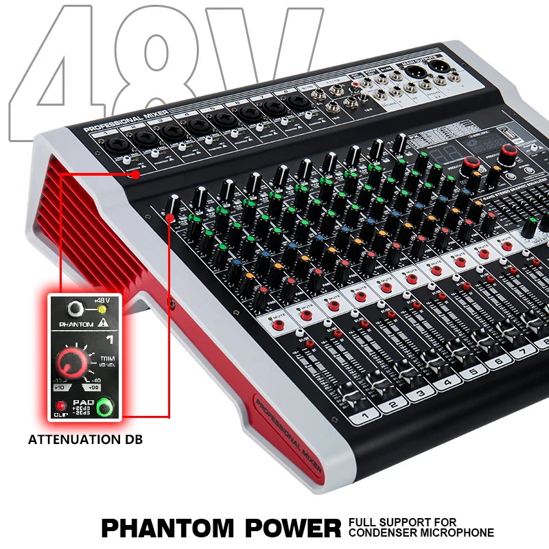 Микшер Audio PX12 12-канальный контроллер DJ саундборд с 16 DSP эффектами USB Bluetooth XLR Aux входным интерфейсом.